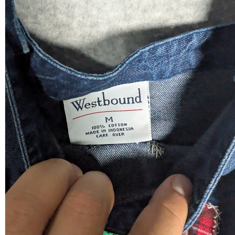 Westbound Pinafore Jumper Dress Medium Christmas Plaid Denim Holiday Festive - Picture 10 of 15